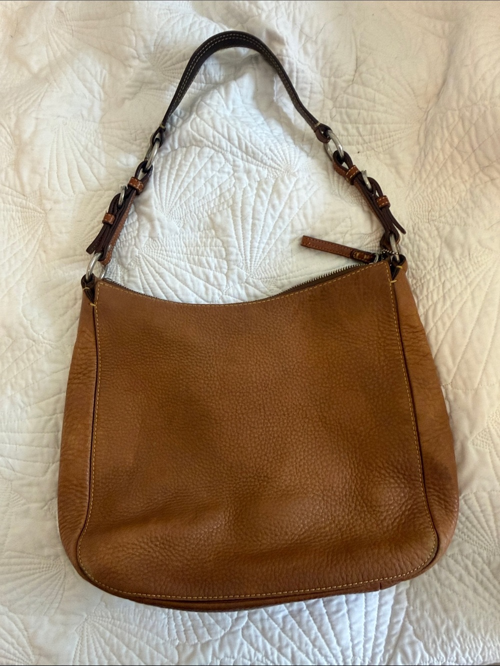 Coach Cognac Pebble Leather Shoulder Bag - Picture 6 of 10